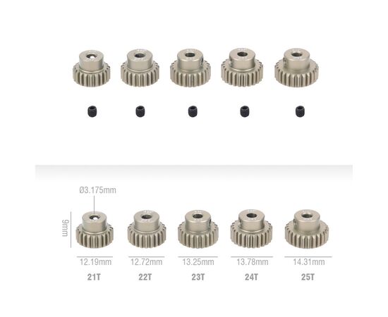 SP011025-3011-01-23T 48DP pinion gear 7075 Aluminum&nbsp; 3.175 bore For 1-10 cars