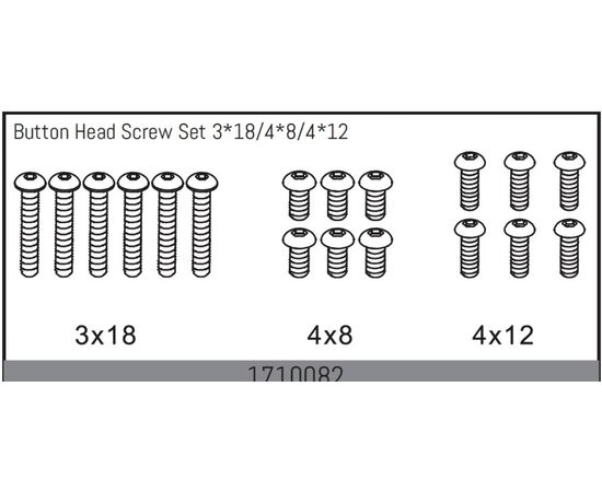AB1710082-Button Head Screw Set 3*18/4*8/4*12