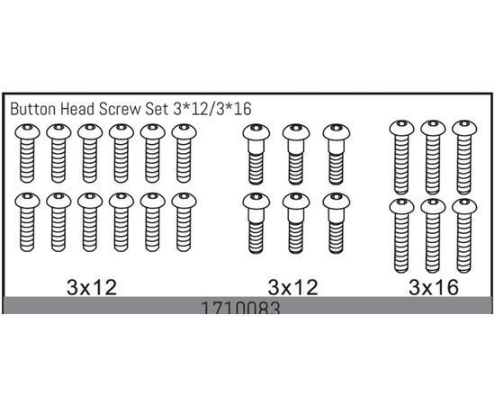 AB1710083-Button Head Screw Set 3*12/3*16