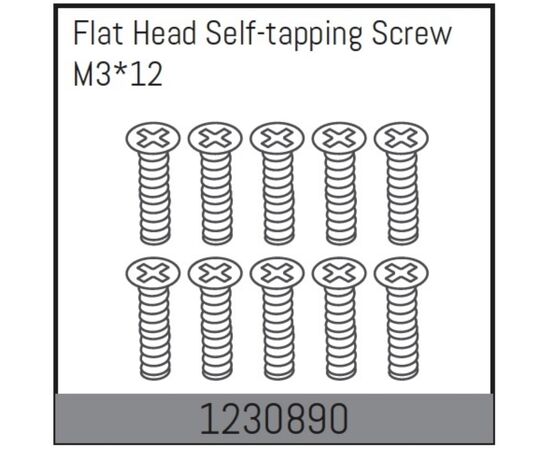 AB1230890-M3*12 Flat Head Self-tapping Screw Set (10)
