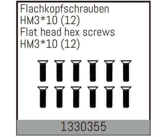 AB1330355-HM3*10mm Flat Hex Screw&nbsp; &nbsp;12PCS