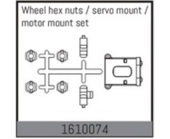 AB1610074-Wheel hex nuts / servo mount / motor mount set