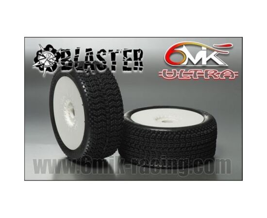 6M-BLASTER-SILVER-Blaster Tyres in Silver compound glued on rims (Pair) - for Astroturf
