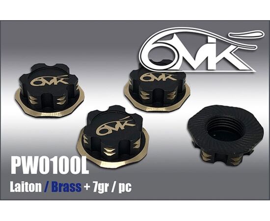 6M-PW0100L-6MIK Brass 1:8 Wheel Nut Black Gold (4pcs)