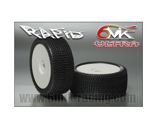 6M-RAPID-SILVER-Rapid Tyres in Silver compound glued on rims (Pair) - for Astroturf