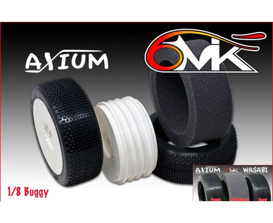 6M-TKU20S-Tyres 1:8 Axium Silver with foam and wheel Ultra (pair, not glued)