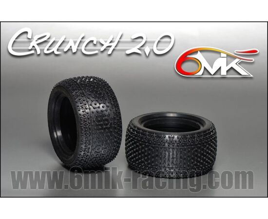 6M-TM105S-CRUNCH 2.0 Rear Tyres in Silver compound + foam inserts (pair)