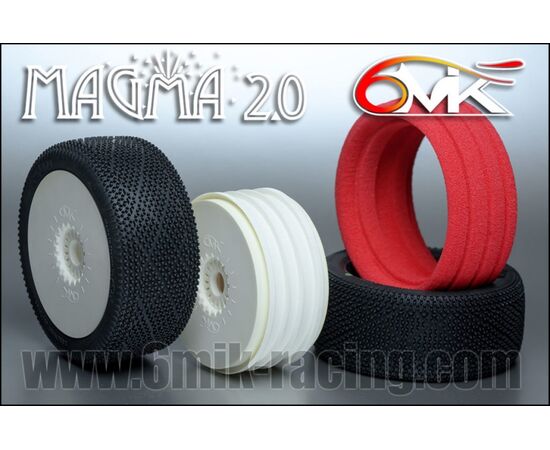 6M-TU160018-MAGMA 2.0 Tyres in 0/18 compound glued on rims (Pair)