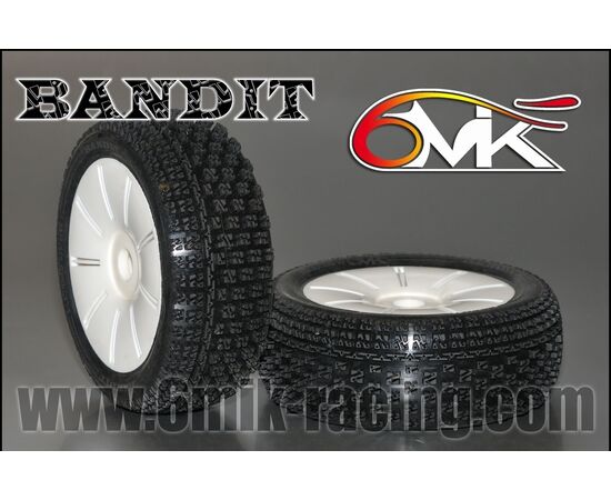 6M-TU8V-Bandit&nbsp; Tyres glued on rims - Green compound (pair)