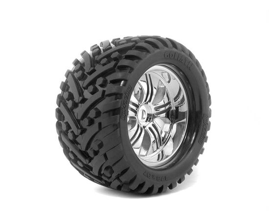 HPI4728-MOUNTED GOLIATH TYRE 178X97MM 7 INCH ON TREMOR WHEEL CHROME
