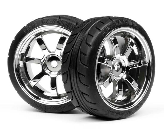 HPI4738-MOUNTED T-GRIP TIRE 26mm RAYS 57S-PRO WHEEL CHROME