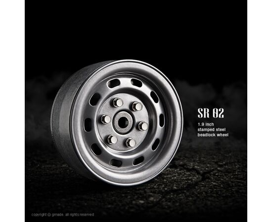 GM70172-Gmade 1.9 SR02 beadlock wheels (Semigloss silver) (2)&nbsp;