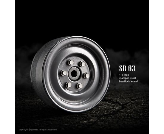GM70182-Gmade 1.9 SR03 beadlock wheels (Semigloss silver) (2)