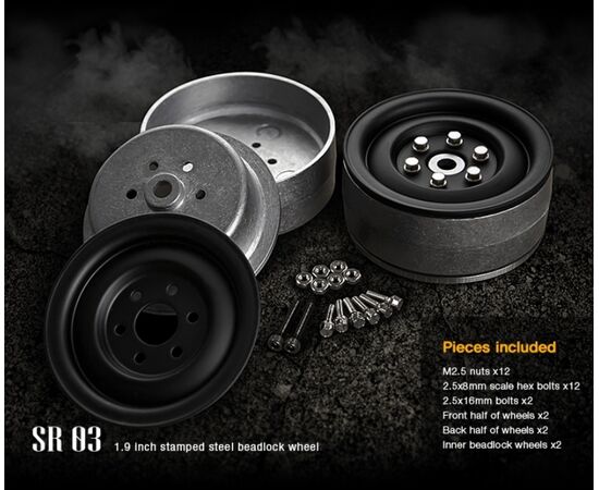 GM70184-Gmade 1.9 SR03 beadlock wheels (Matt black) (2)