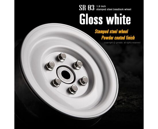 GM70186-Gmade 1.9 SR03 beadlock wheels (Gloss white) (2)