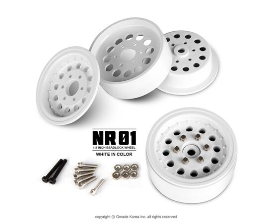 GM70226-Gmade 1.9 NR01 beadlock wheels (White) (2)&nbsp;