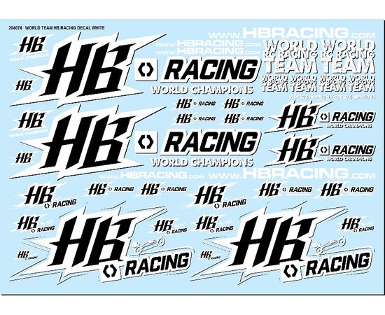 HB204074-World Team HB Racing Decals White