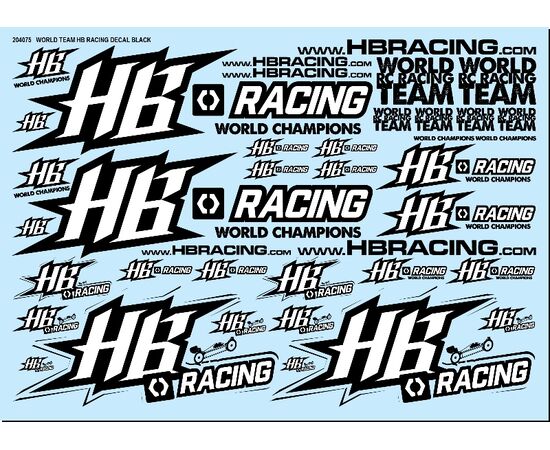 HB204075-World Team HB Racing Decals Black