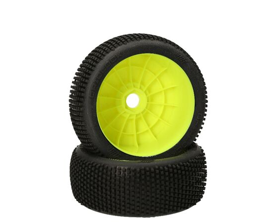 HB204303-HB Gridlock Mounted Tire (White/Yellow Wheel/1:8 Buggy)