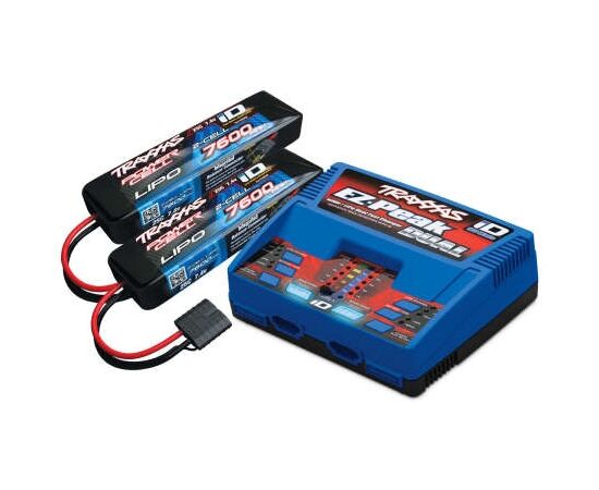 LEM2991G-Battery/charger completer pack (inclu des #2972 Dual iD charger (1), #2869X 7600mAh 7.4V 2-cell 25C