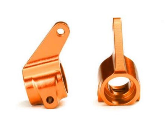 LEM3636T-Steering blocks, Rustler/Stampede/Ban dit (2), 6061-T6 aluminum (orange-ano odized)/ 5x11mm ball bea