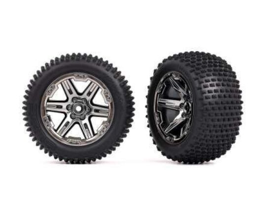 LEM3772R-Tires &amp; wheels, assembled, glued (2.8 ') (RXT black chrome wheels, Alias ti res, foam inserts) (2WD