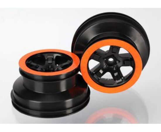 LEM5870X-Wheels, SCT black, orange beadlock st yle, dual profile (2.2' outer, 3.0' inner) (2WD front) (2)&nbsp; &nbsp;