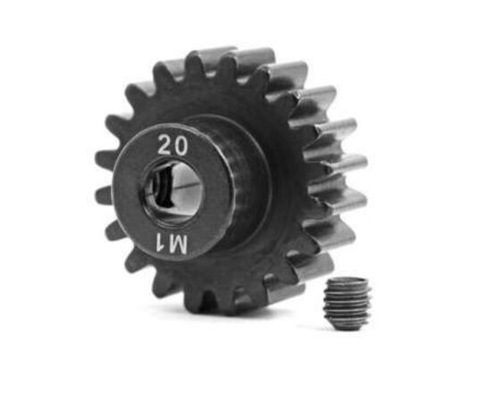LEM6494R-Gear, 20-T pinion (machined, hardened steel) (1.0 metric pitch) (fits 5mm shaft)/ set screw