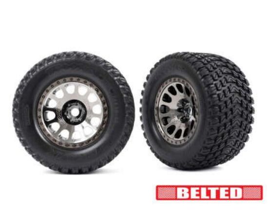 LEM7862X-Tires &amp; wheels, assembled, glued (XRT Race black chrome wheels, Gravix bel ted tires, dual profile (