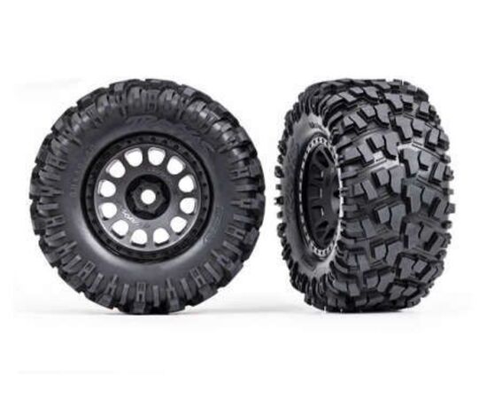 LEM7875-Tires &amp; wheels, assembled, glued (XRT Race black wheels, Maxx AT tires, fo am inserts) (left &amp; right