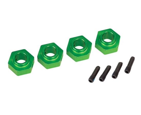 LEM8269G-Wheel hubs, 12mm hex, 6061-T6 aluminu m (green-anodized) (4)/ screw pin (4)&nbsp; &nbsp; &nbsp; &nbsp; &nbsp; &nbsp; &nbsp; &nbsp; &nbsp; &nbsp; &nbsp; &nbsp; &nbsp;