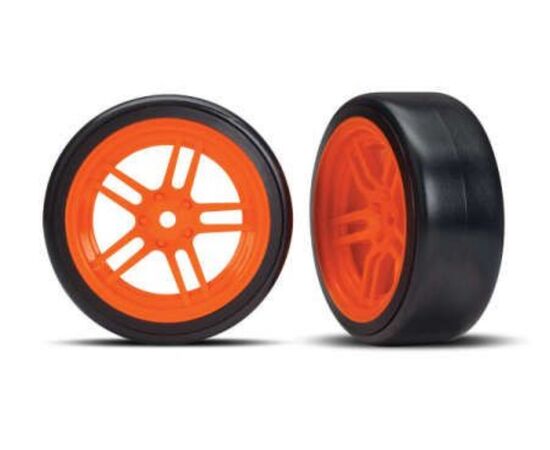 LEM8376A-Tires and wheels, assembled, glued (s plit-spoke orange wheels, 1.9' Drift tires) (front)&nbsp; &nbsp; &nbsp; &nbsp; &nbsp; &nbsp;
