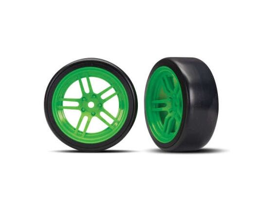 LEM8376G-Tires and wheels, assembled, glued (s plit-spoke green wheels, 1.9' Drift tires) (front)&nbsp; &nbsp; &nbsp; &nbsp; &nbsp; &nbsp;