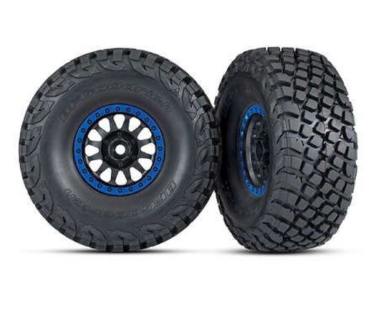 LEM8474X-Tires and wheels, assembled, glued (M ethod Racing wheels, black with blue beadlock, BFGoodrich Baja