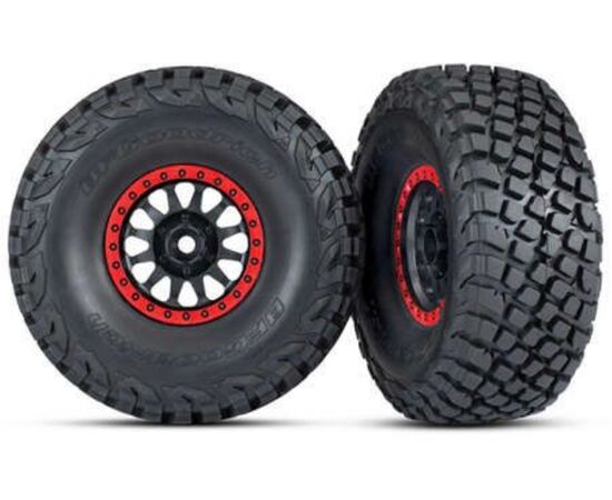 LEM8474-Tires and wheels, assembled, glued (M ethod Racing wheels, black with red beadlock, BFGoodrich&#194;&#174; Baj