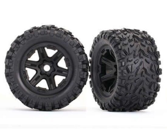 LEM8672-Tires &amp; wheels, assembled, glued (bla ck wheels, Talon EXT tires, foam inserts) (2) (17mm splined) (