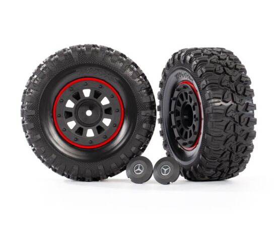LEM8874-Tires and wheels, assembled, glued (2 .2' black wheels, 2.2' tires) (2)/ ce nter caps (2)/ beadlock