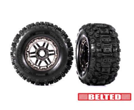 LEM8979A-Tires &amp; wheels, assembled, glued (bla ck chrome wheels, belted Sledgehammer All-Terrain tires, dual