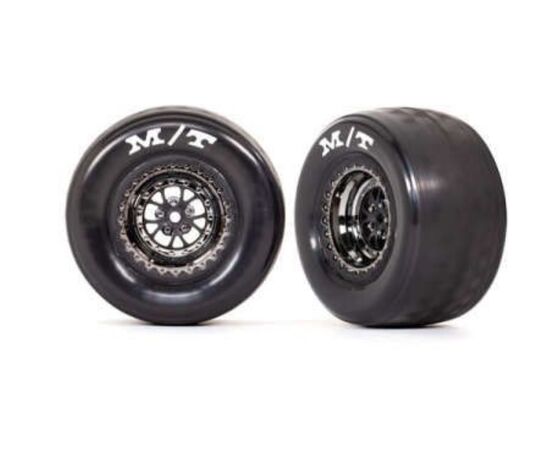 LEM9475X-Tires &amp; wheels, assembled, glued (Wel d black chrome wheels, tires, foam in serts) (rear) (2)