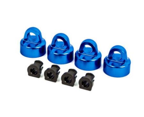 LEM9664X-Shock caps, aluminum (blue-anodized), GTX shocks (4)/ spacers (4) (for Sle dge)