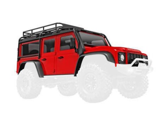 LEM9712R-Body, Land Rover Defender, complete, red (includes grille, side mirrors, d oor handles, fender flare