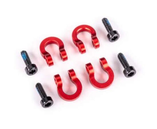 LEM9734R-Bumper D-rings, front or rear, 6061- T6 aluminum (red-anodized) (4)/ 1.6x5 mm CS (with threadlock) (