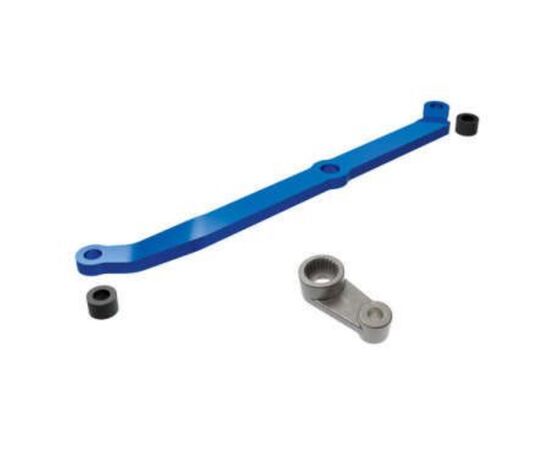 LEM9748BL-Steering link, 6061-T6 aluminum (blue -anodized)/ servo horn, metal/ spacer s (2)/ 3x6mm CCS (with t