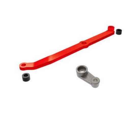 LEM9748R-Steering link, 6061-T6 aluminum (red- anodized)/ servo horn, metal/ spacers (2)/ 3x6mm CCS (with thr