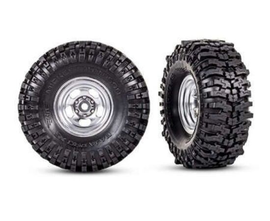 LEM9872-Tires &amp; wheels, assembled (1.0' satin chrome wheels, Mickey Thompson Baja Pro Xs 2.4x1.0' tires) (2)