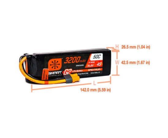 LEMSPMX324S50-SPMX324S50 3200mAh 4S 14.8V 50C Smart LiPo Battery G2 IC3