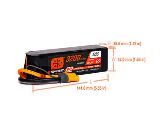 LEMSPMX326S50-SPMX326S50 3200mAh 6S 22.2V 50C Smart LiPo Battery G2 IC5