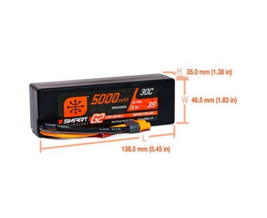 LEMSPMX53S30H3-SPMX53S30H3 5000mAh 3S 11.1V 30C Smart LiPo G2 Hardcase IC3
