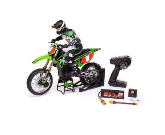 LEMLOS06002-PROMOTO-MX Motorcycle RTR 1:4 EP GREEN AVEC accu &amp; chargeur