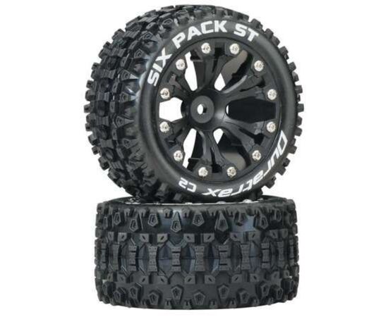 LEMDTXC3560-Six Pack ST 2.8 2WD Mounted Rear 1/10 Monster Truck C2 Tires Black 12mm (2)
